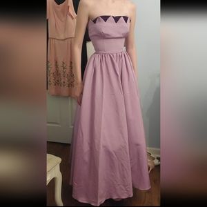 1940s 1950s Purple Velvet and Cotton Prom Bridesmaid Formal Gown with Capelet